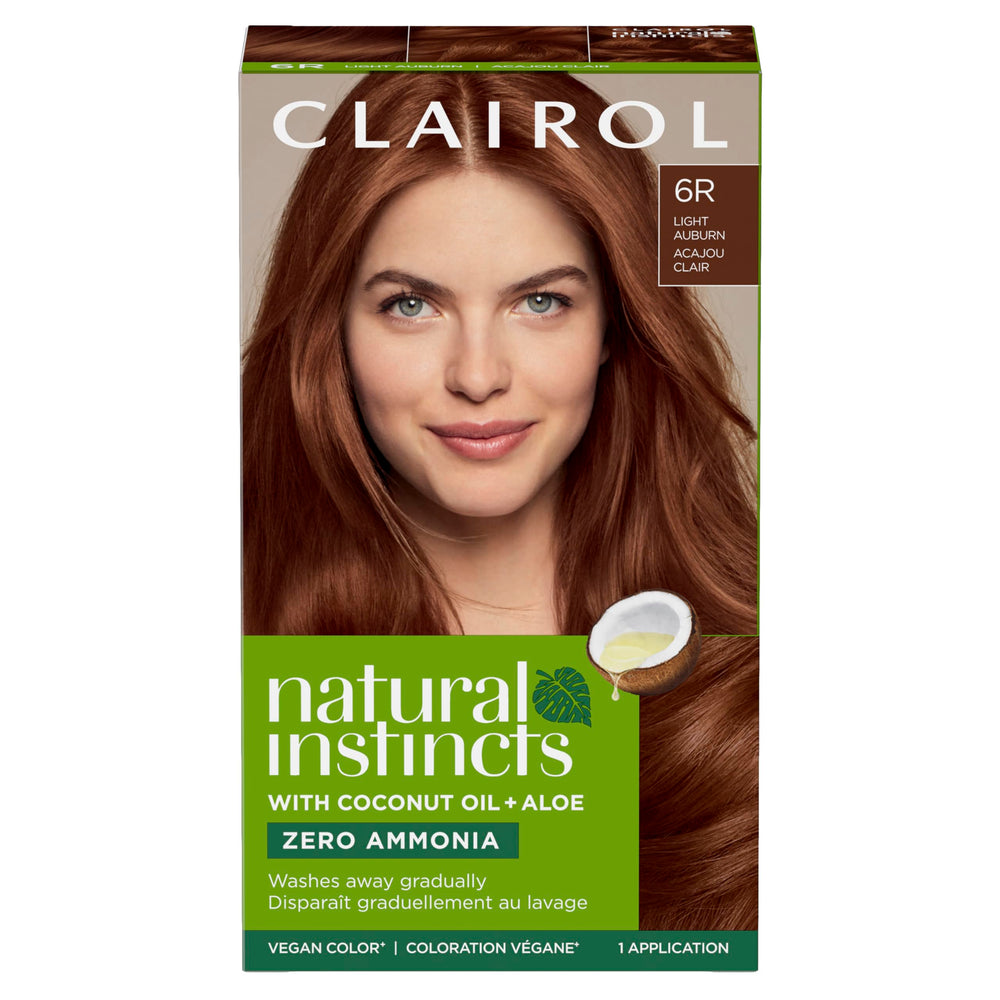 Clairol Natural Instincts demi permanente, tinto 6R rojo cobrizo claro para brillo suave.