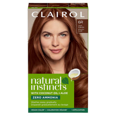 Clairol Natural Instincts demi permanente, tinto 6R rojo cobrizo claro para brillo suave.