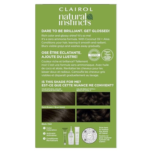 Clairol Natural Instincts demi-permanente, kit de aplicación crema color para tono uniforme.