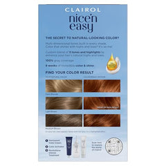 Clairol Nice'n Easy 6R cobertura de canas natural con tono cobrizo suave.