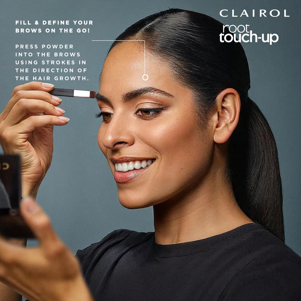 Clairol polvo de raíces marrón oscuro, lavado fácil con champú.