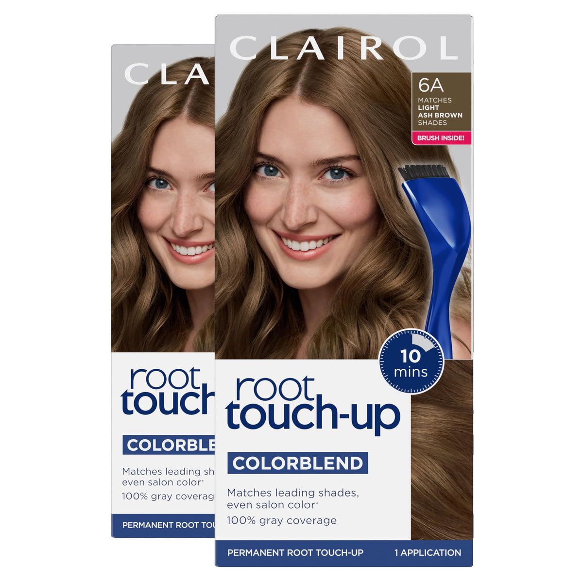 Clairol retoque de raíces con brocha y tazón para una aplicación limpia.