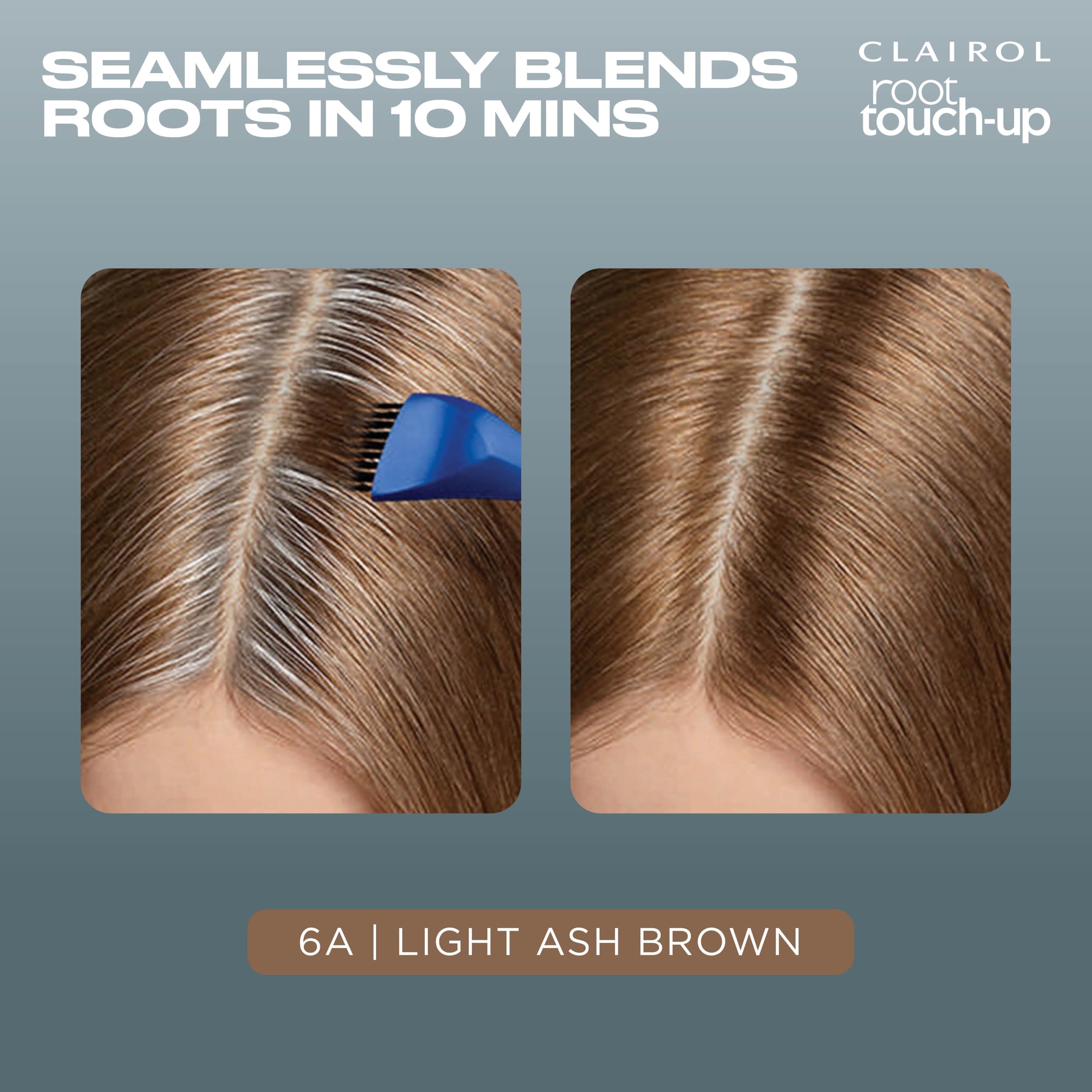 Clairol retoque de raíces, temporizador de 10 minutos para resultados rápidos.