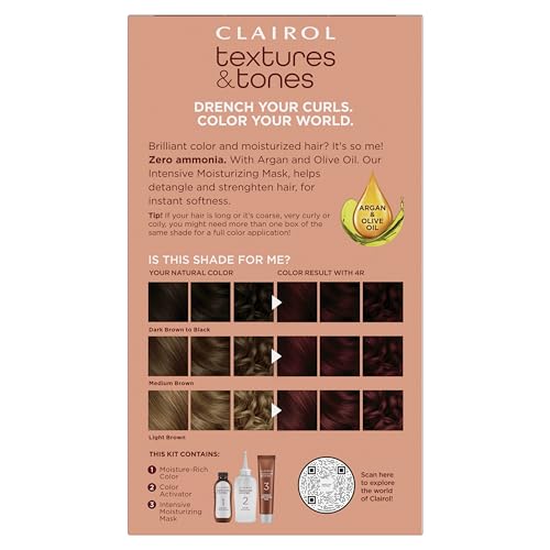 Aplicación suave de tinte Clairol Texturas y Tonos para cabellos texturizados.