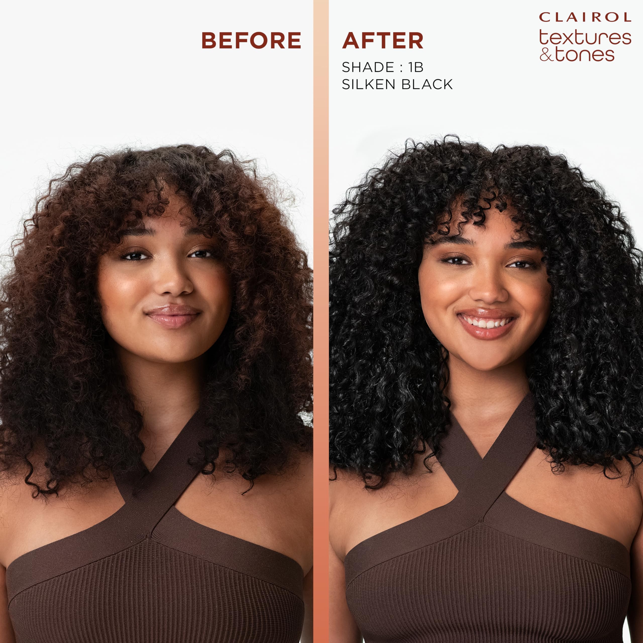  Cabello texturizado con tono 4R para definición y brillo.