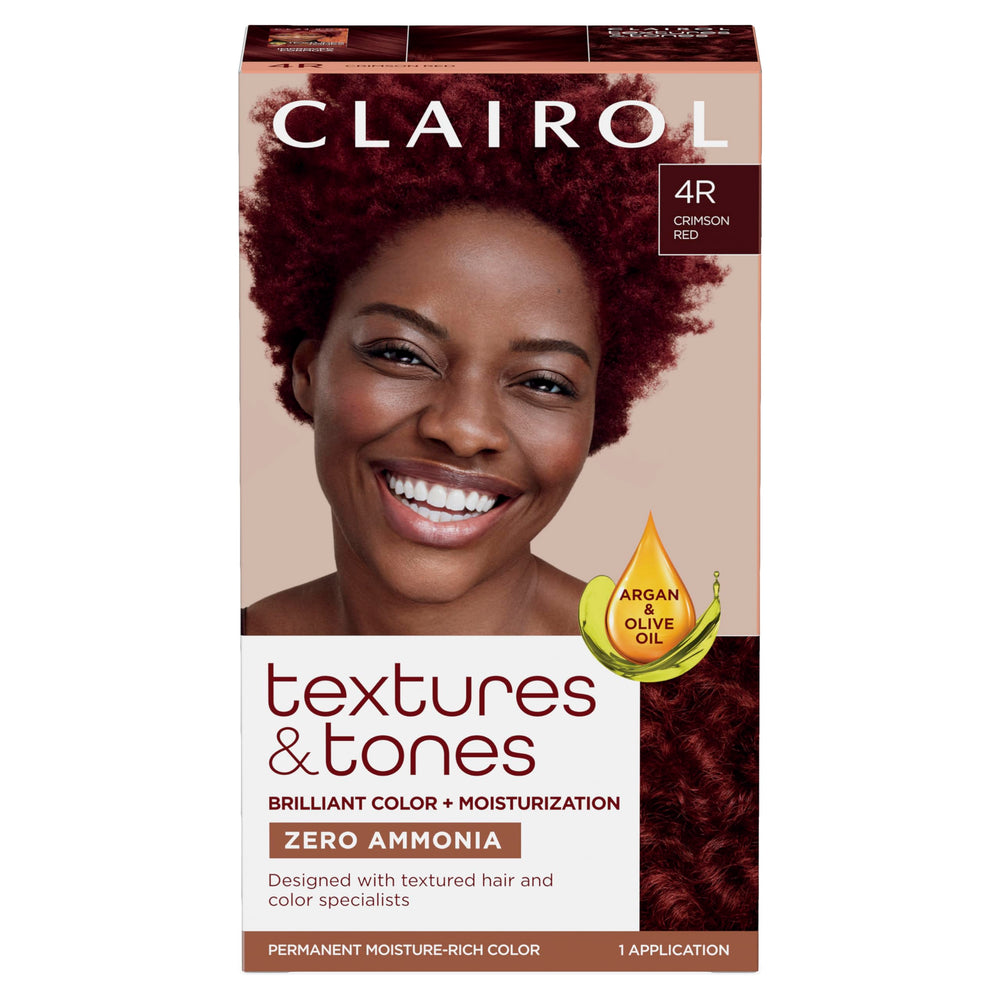 Clairol Texturas y Tonos 4R Rojo Carmesí, pack para color intenso y definido.