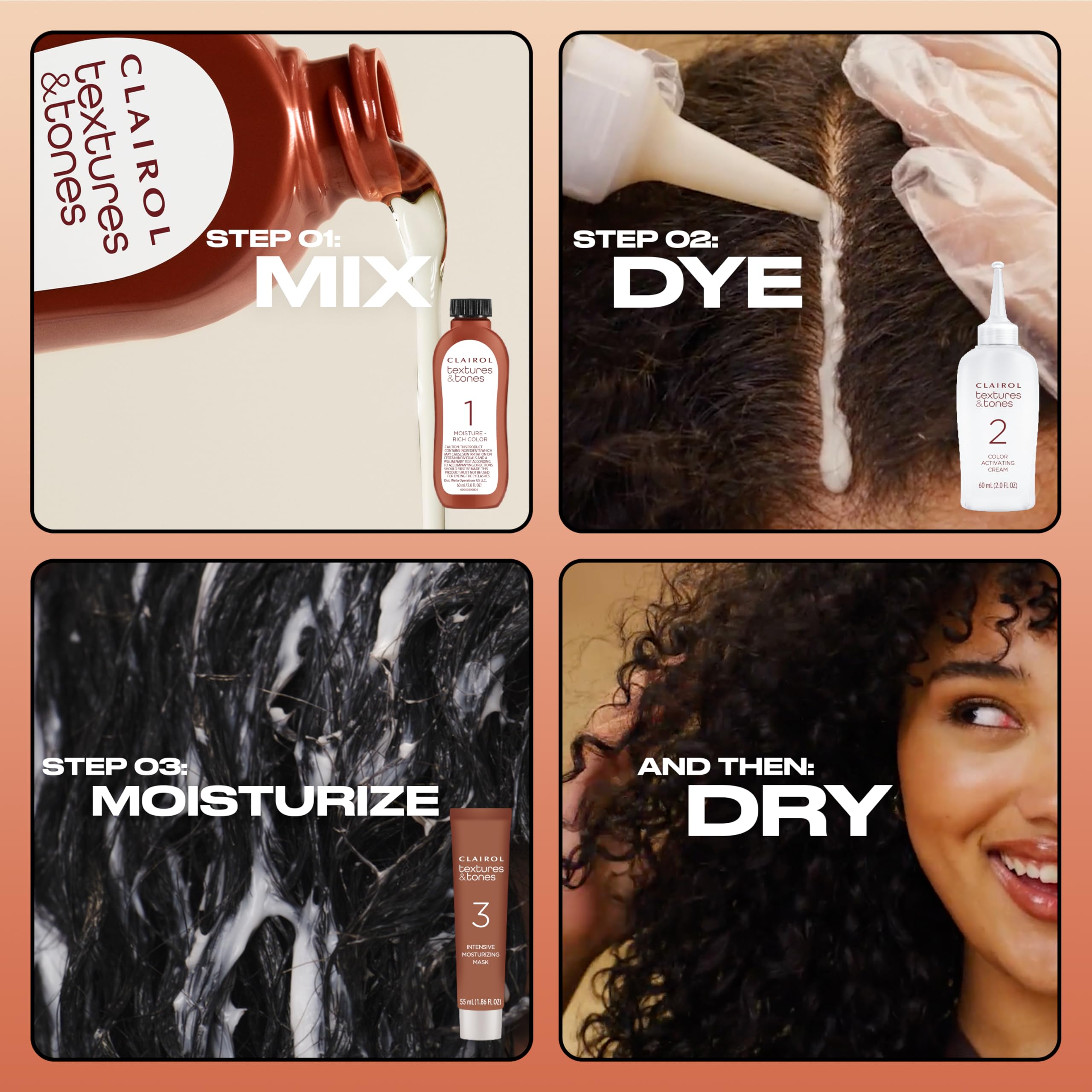 Aceite de oliva en la fórmula, nutrición para cabello teñido.