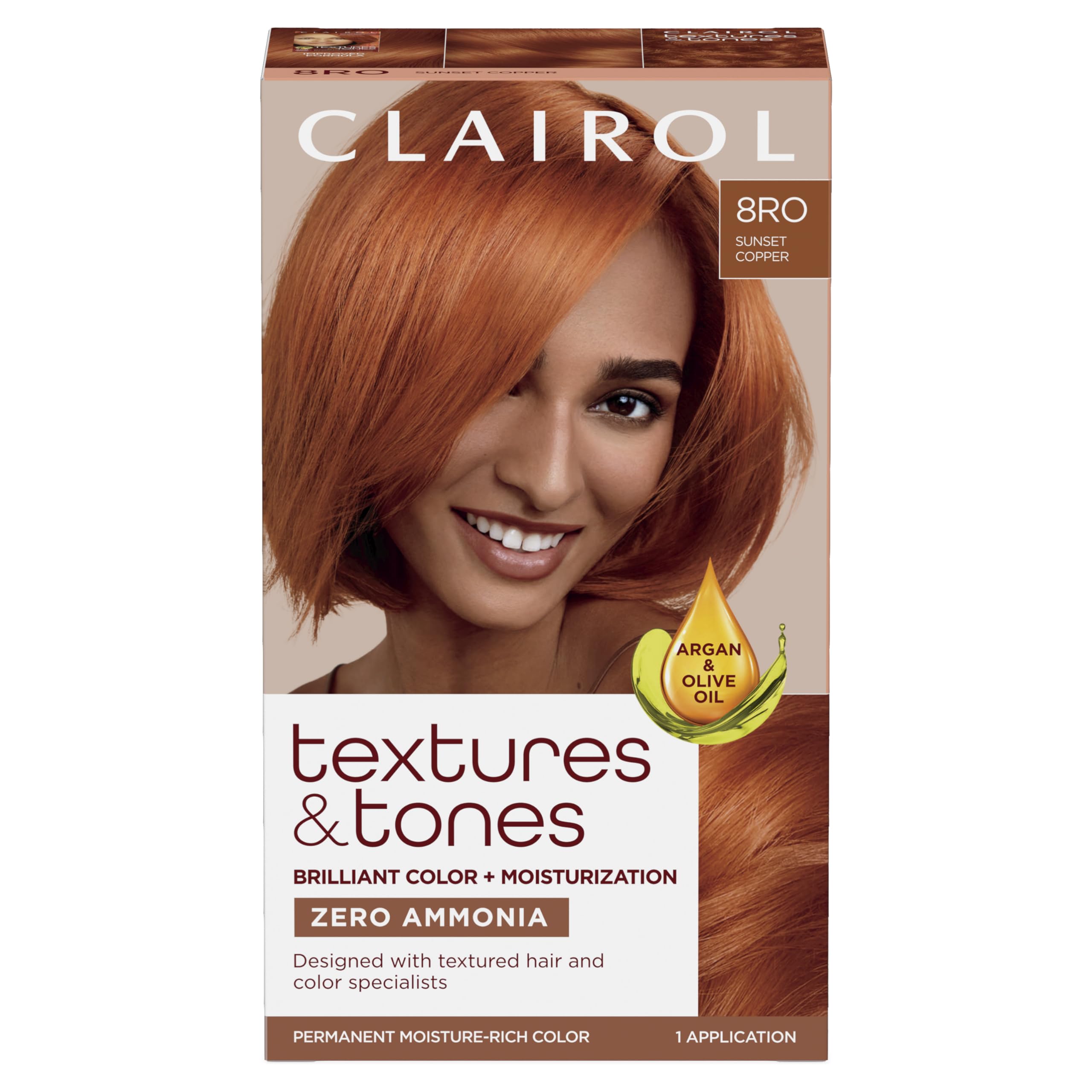 Clairol Textures & Tones color cobre atardecer para rizos definidos y vibrantes