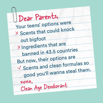 Label closeup for Clean Age vegan and paraben-free formulation