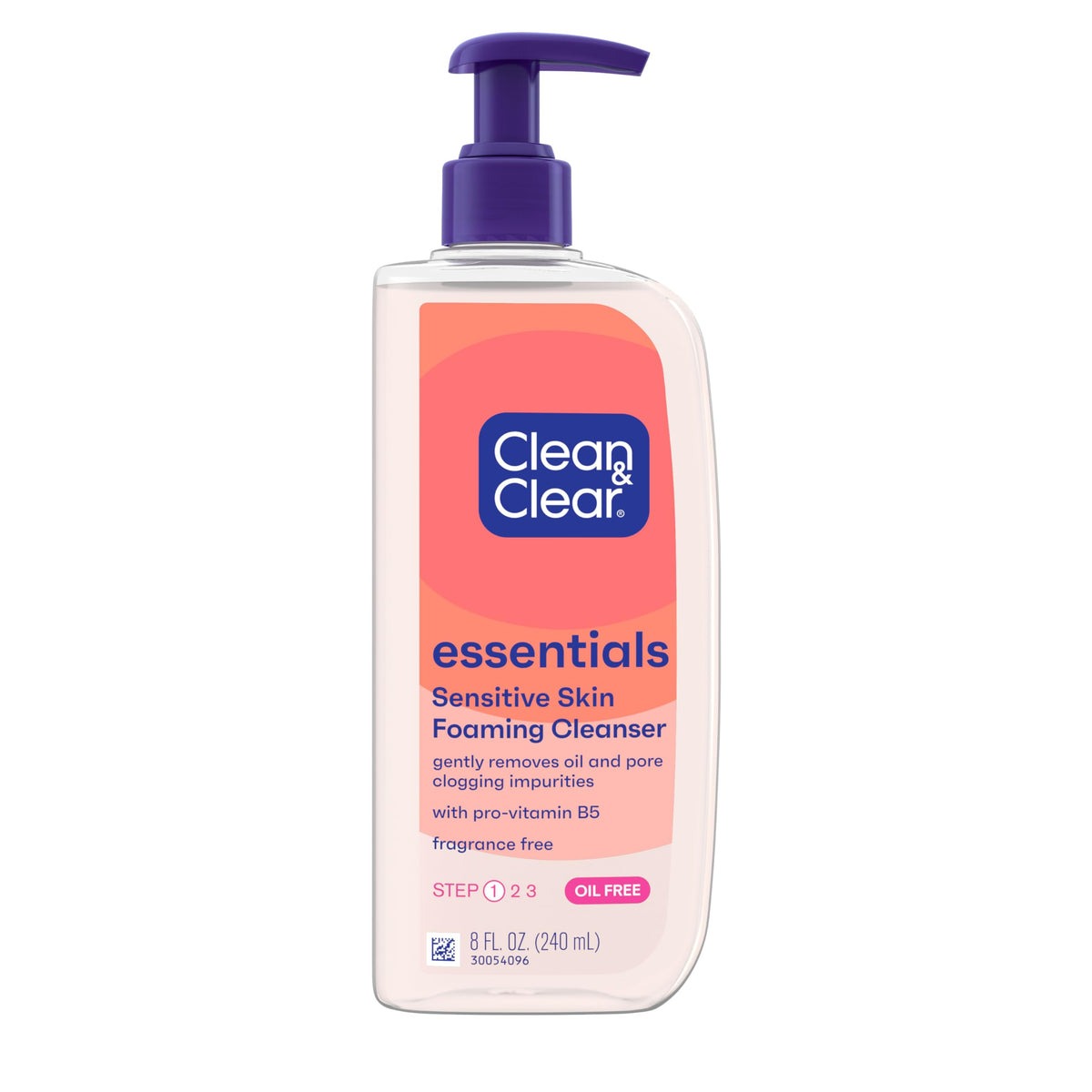 Clean & Clear Essentials, envase-espuma sin fragancia: ideal para piel sensible y uso diario.