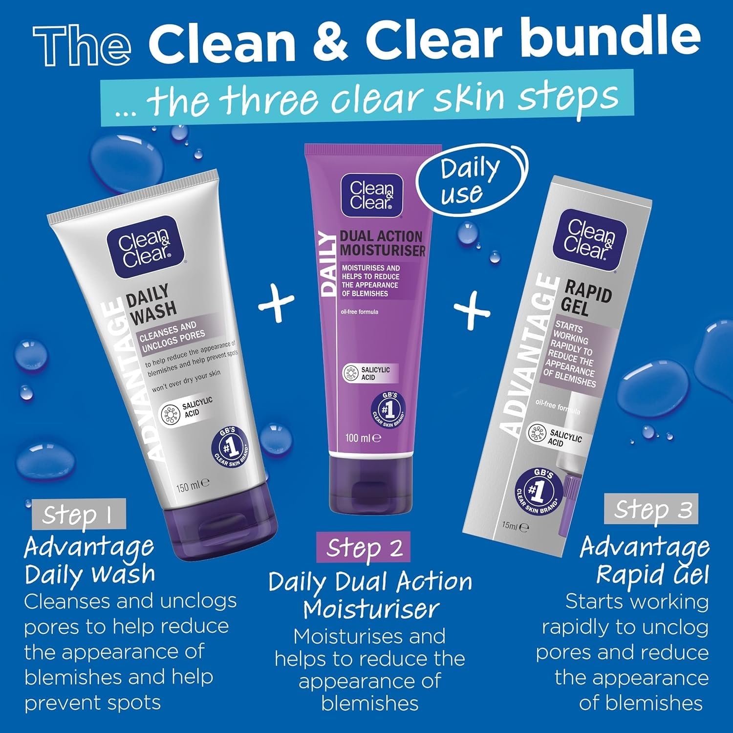 Clean & Clear Advantage gel: ingrediente con ácido salicílico para purificar poros