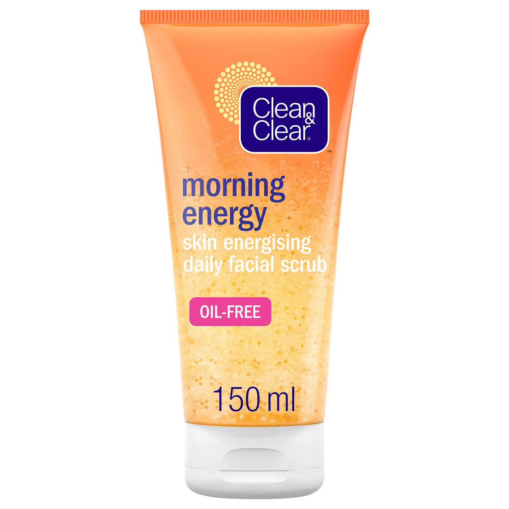 Clean & Clear energia matutina en bote, exfoliante suave para piel fresca.