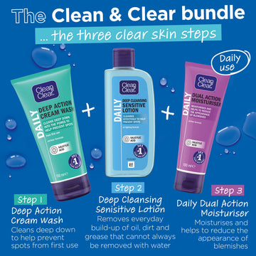 Escena de uso diario con Clean & Clear para piel sensible