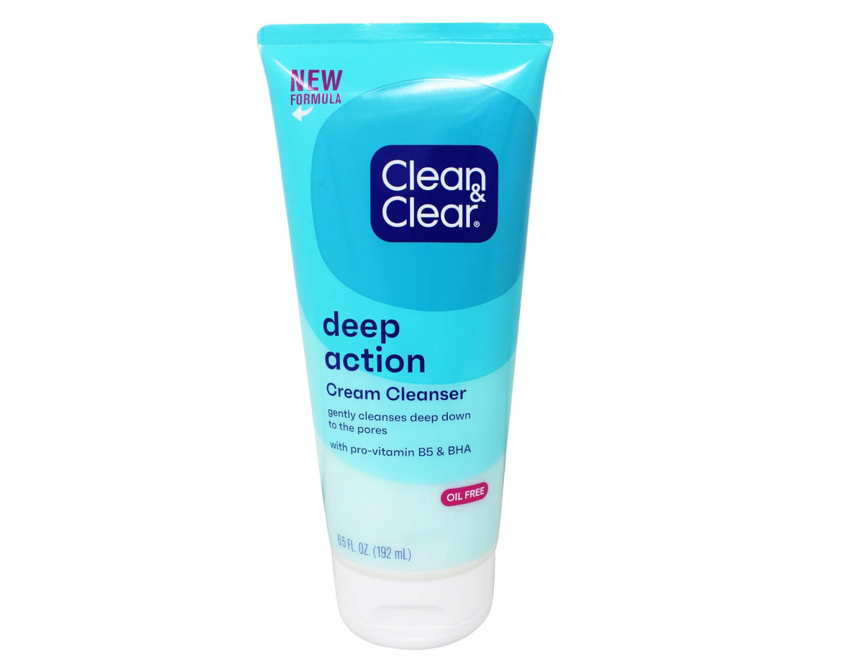 Clean & Clear limpiador piel sensible, frente del envase, limpieza suave para uso diario.