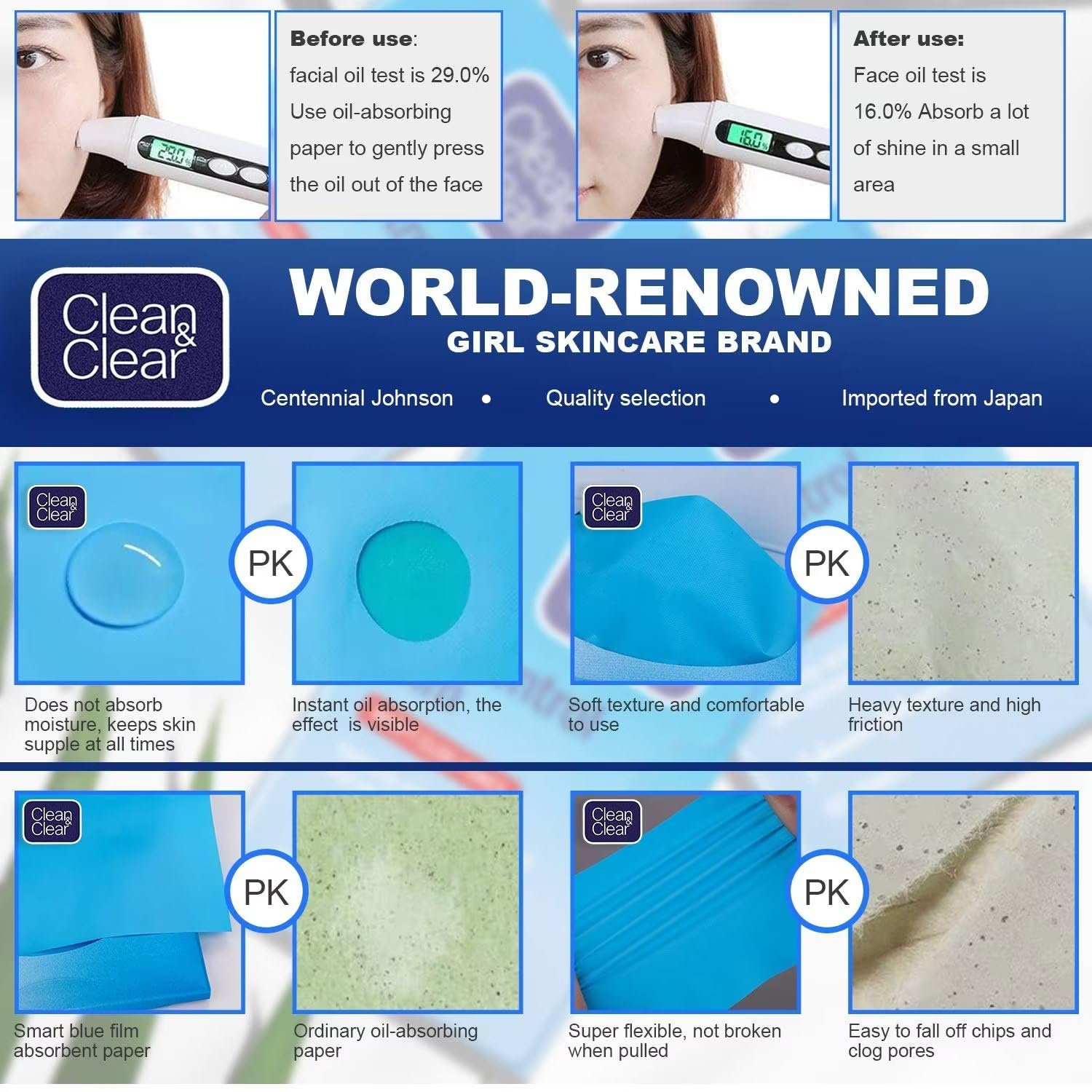 Clean & Clear paquete de cinco, 60 hojas, portátil para llevar.