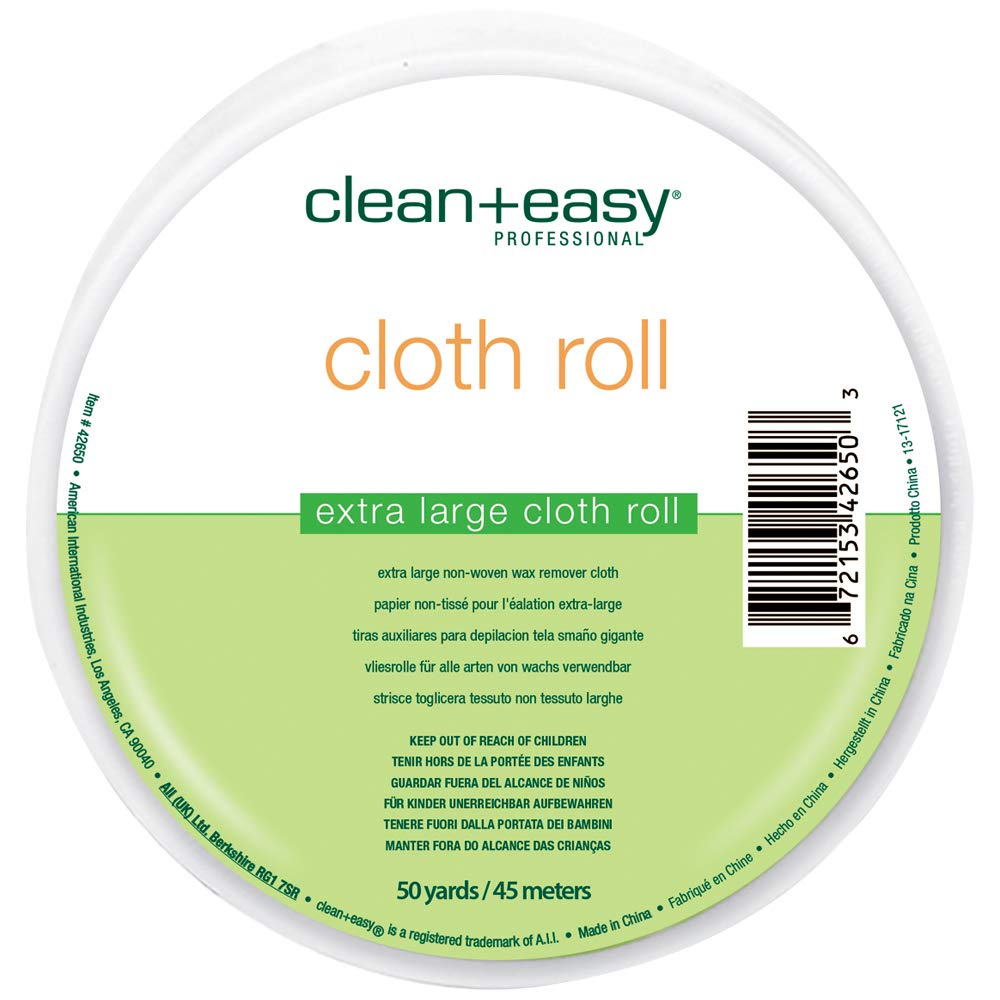 Clean + Easy rollo pano no tejido para depilación facial y corporal, cómodo y absorbente.