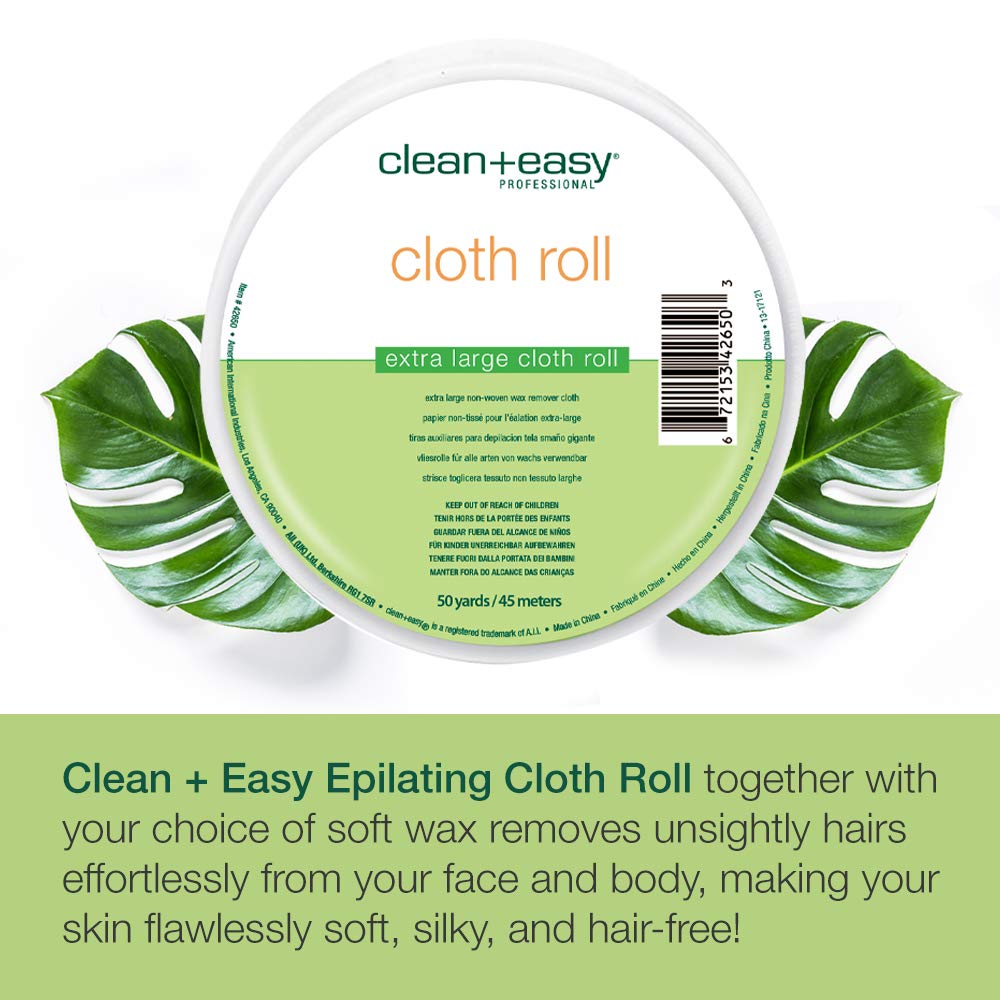 Clean + Easy tiras cera muslin para cuerpo y piernas, uso práctico y limpio.