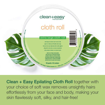 Clean + Easy tiras cera muslin para cuerpo y piernas, uso práctico y limpio.