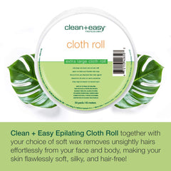 Clean + Easy tiras cera muslin para cuerpo y piernas, uso práctico y limpio.