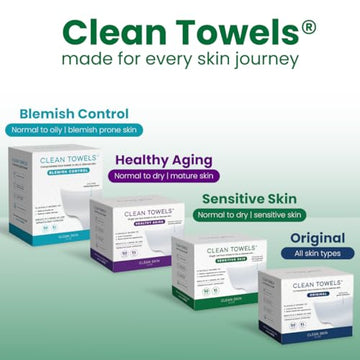Clean Skin Club Clean Towels XL para limpieza facial, textura suave que cuida la piel.