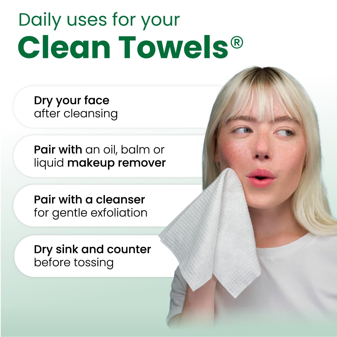Clean Skin Club Clean Towels XL, paquete de 50 toallas, conveniencia diaria.