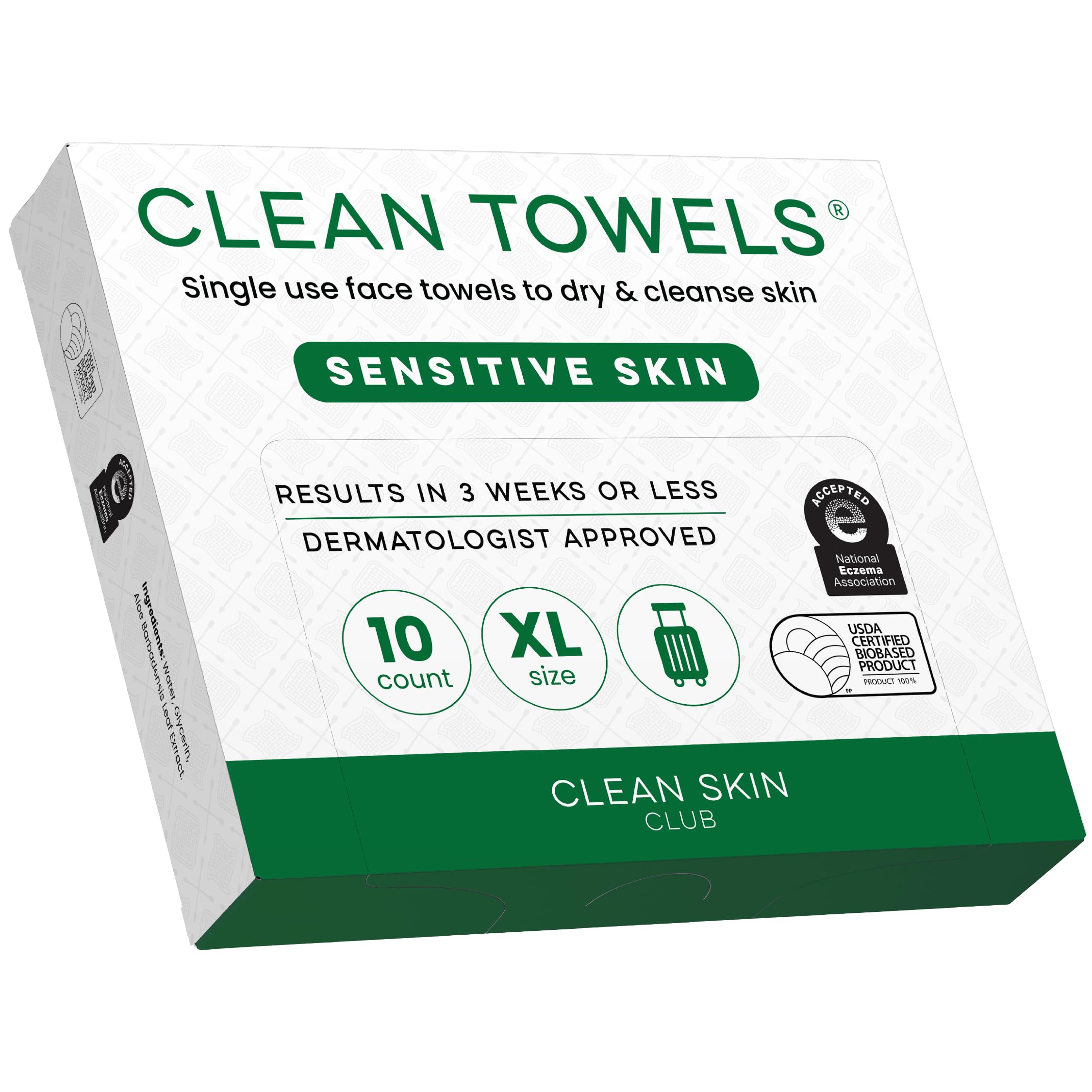 Clean Skin Club Clean Towels XL para piel sensible, ideal para viajes