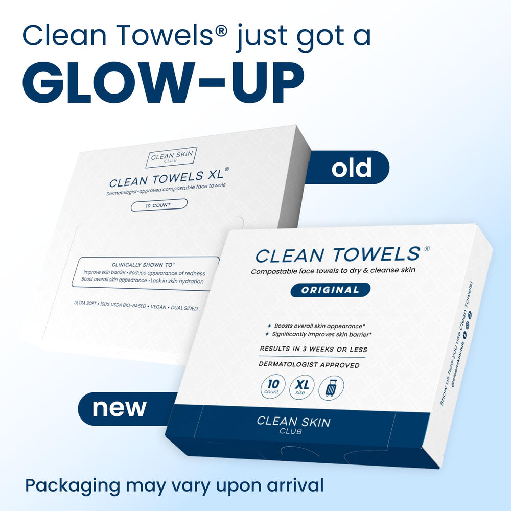 Clean Skin Club Clean Towels XL: toalla facial desechable seca para viaje en aeropuerto