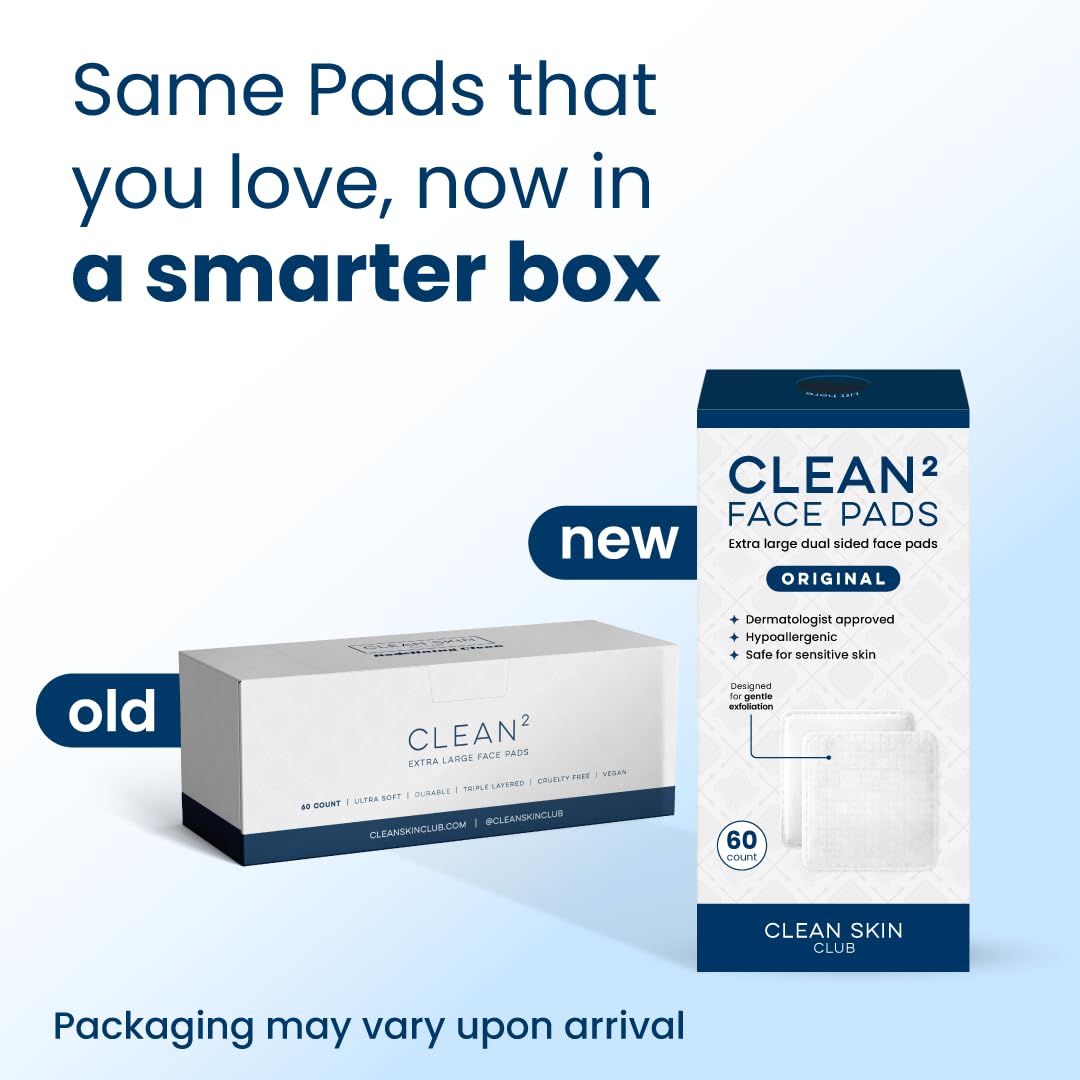 CLEAN SKIN CLUB Clean² Pads 2.0: borde nuevo para mayor durabilidad durante el uso diario.
