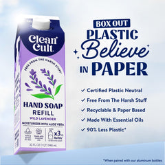 Cleancult jabón lavanda salvaje, textura cremosa que hidrata la piel.