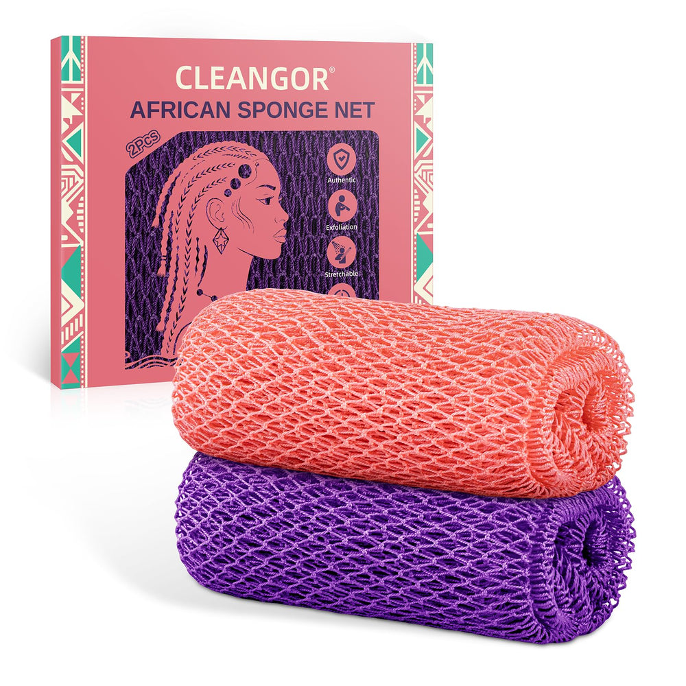 CLEANGOR esponja africana con nudos dobles para exfoliar suavemente la piel.