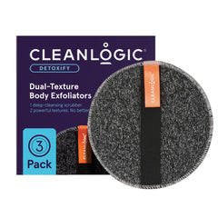 Cleanlogic Detoxify exfoliante carbón cuerpo, textura dual para limpieza profunda y suave.