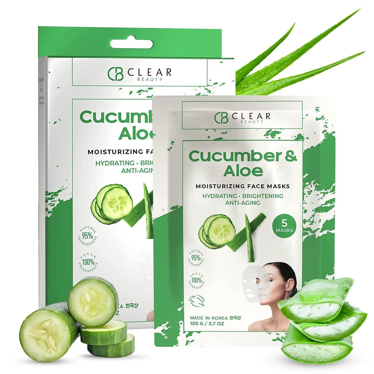 Clear Beauty Mascarilla Pepino Aloe: hoja fresca para hidratación suave
