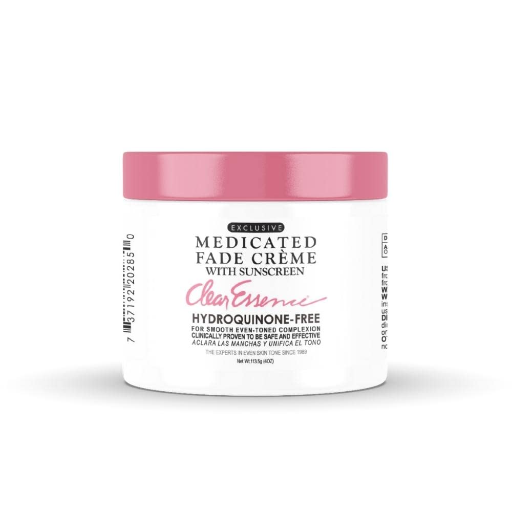 Clear Essence Crema Fade: frasco de producto para tono uniforme.