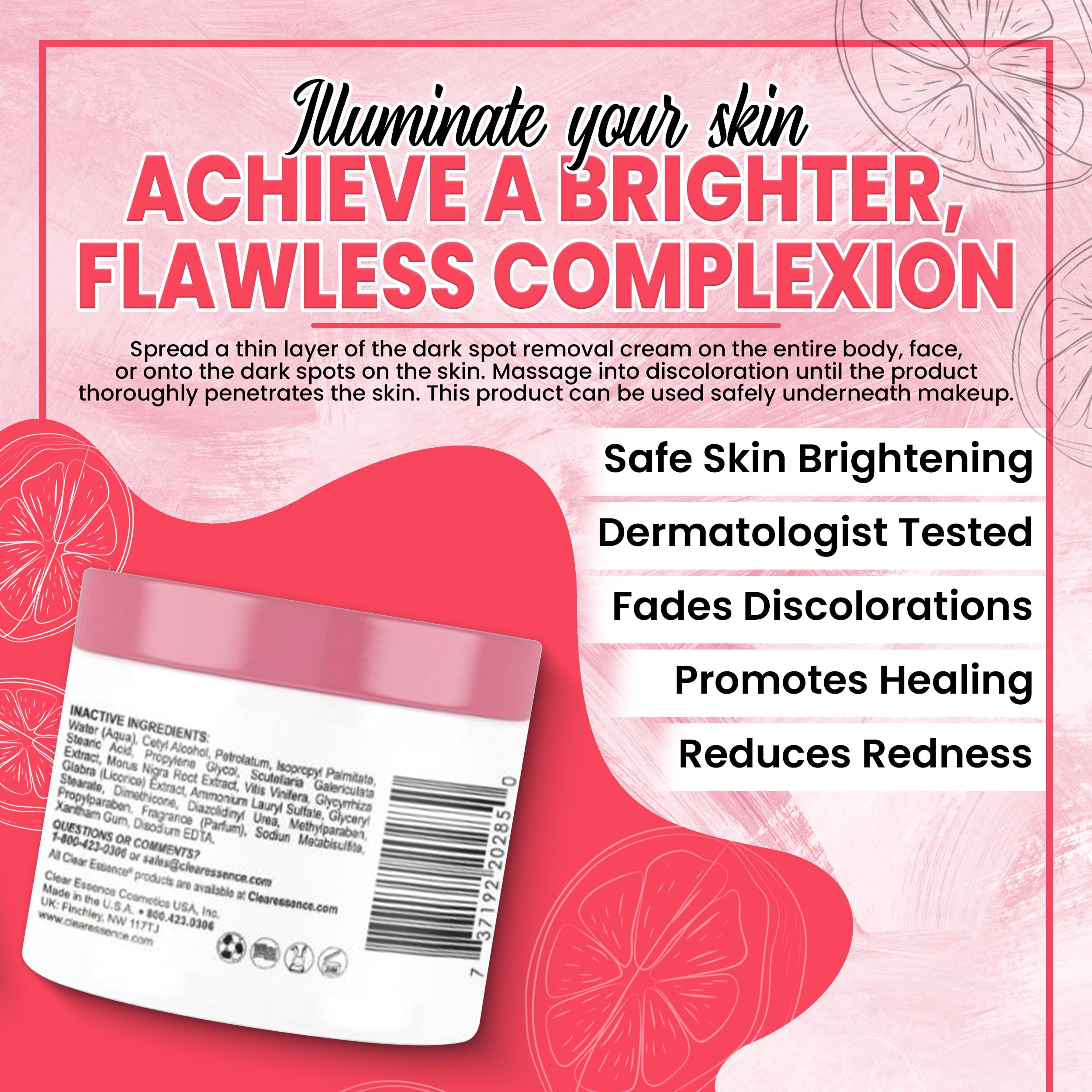 Clear Essence Crema Fade: embalaje práctico para rutina diaria.