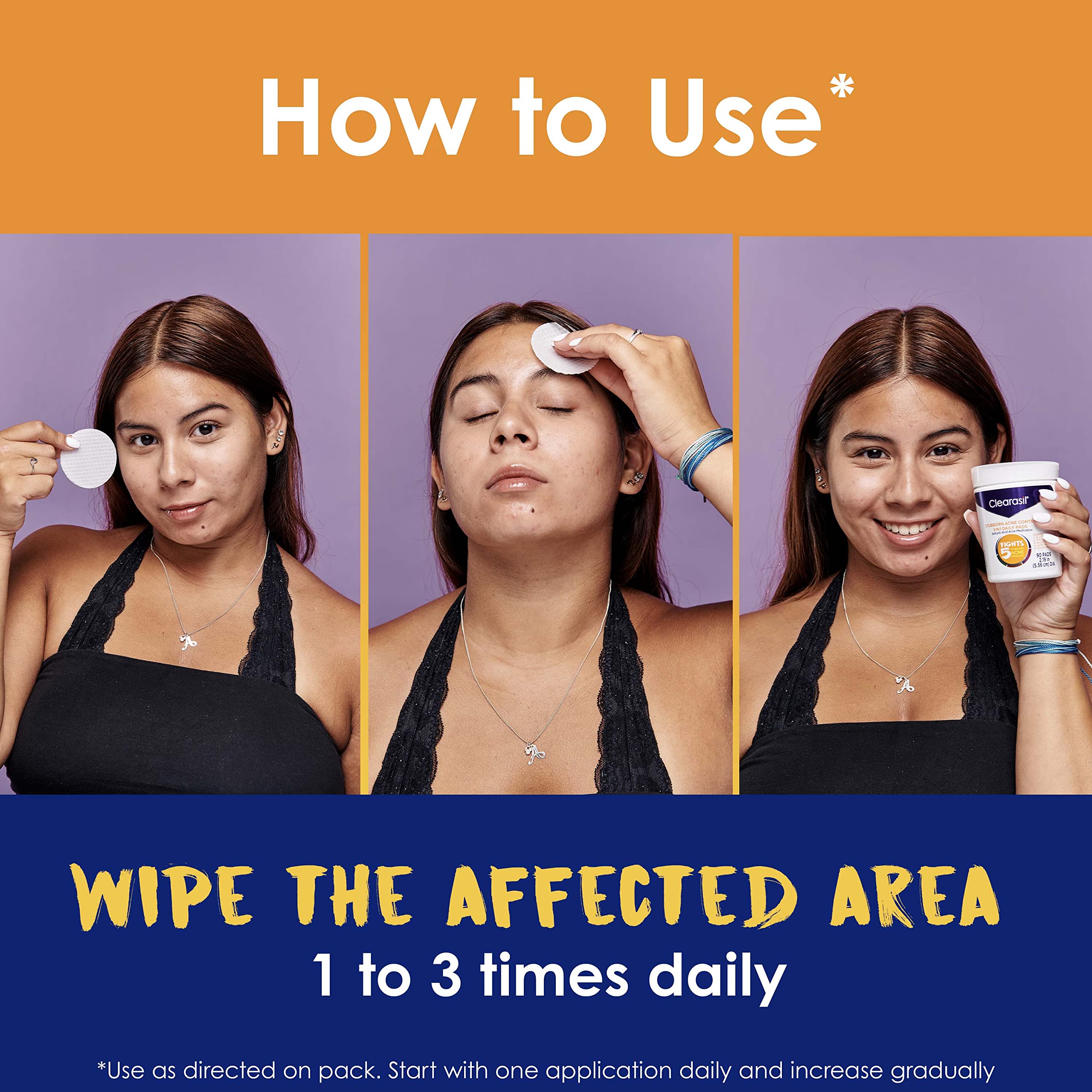 Envase Clearasil de 90 unidades, perfecto para uso diario.