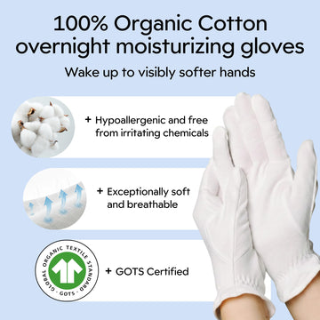 Guantes Clearbody Organics para manos sensibles, comodidad suave durante la noche