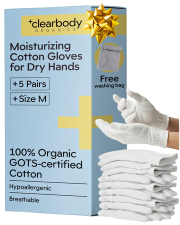 Guantes Clearbody Organics de algodón orgánico para manos secas, cómodo y suave
