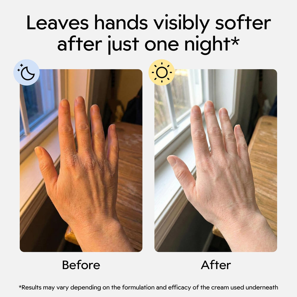 Uso nocturno de humectación con guantes Clearbody para manos