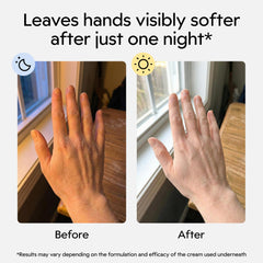 Uso nocturno de humectación con guantes Clearbody para manos
