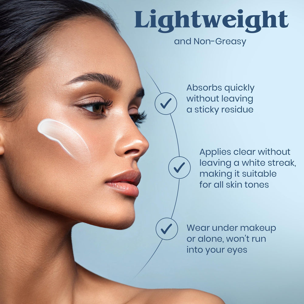 ClearChoice Sport Shield SPF 45 – application transparente sans résidu blanc.