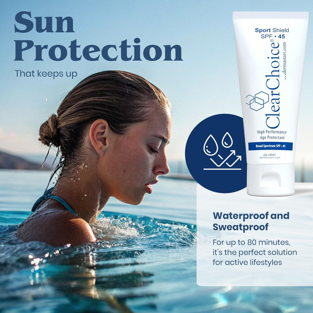 ClearChoice Sport Shield SPF 45 – soin quotidien visage et corps, protection SPF 45.