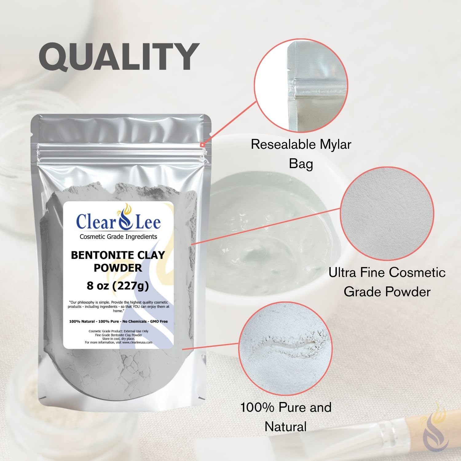 ClearLee arcilla bentonita polvo cuidado capilar para cabello limpio