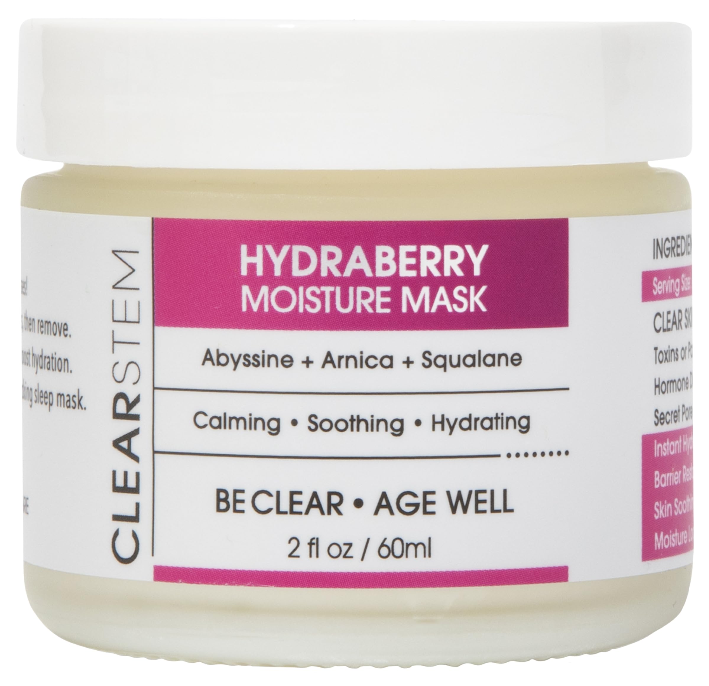 CLEARSTEM Hydraberry botella nocturna para hidratación profunda.