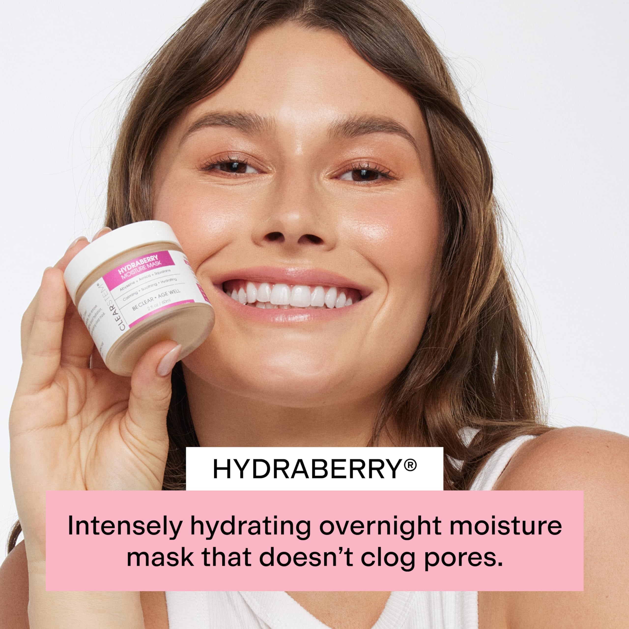 CLEARSTEM Hydraberry textura cremosa para hidratación suave y sostenida.