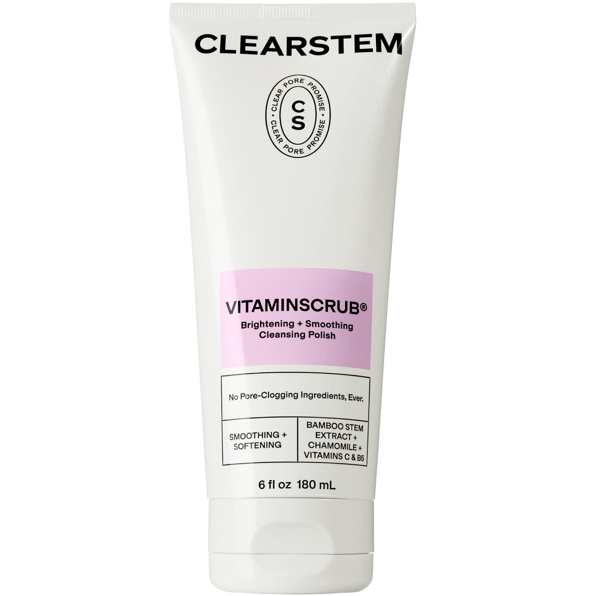CLEARSTEM Vitaminscrub exfoliante facial, suaviza la piel y remueve células muertas para un aspecto renovado.