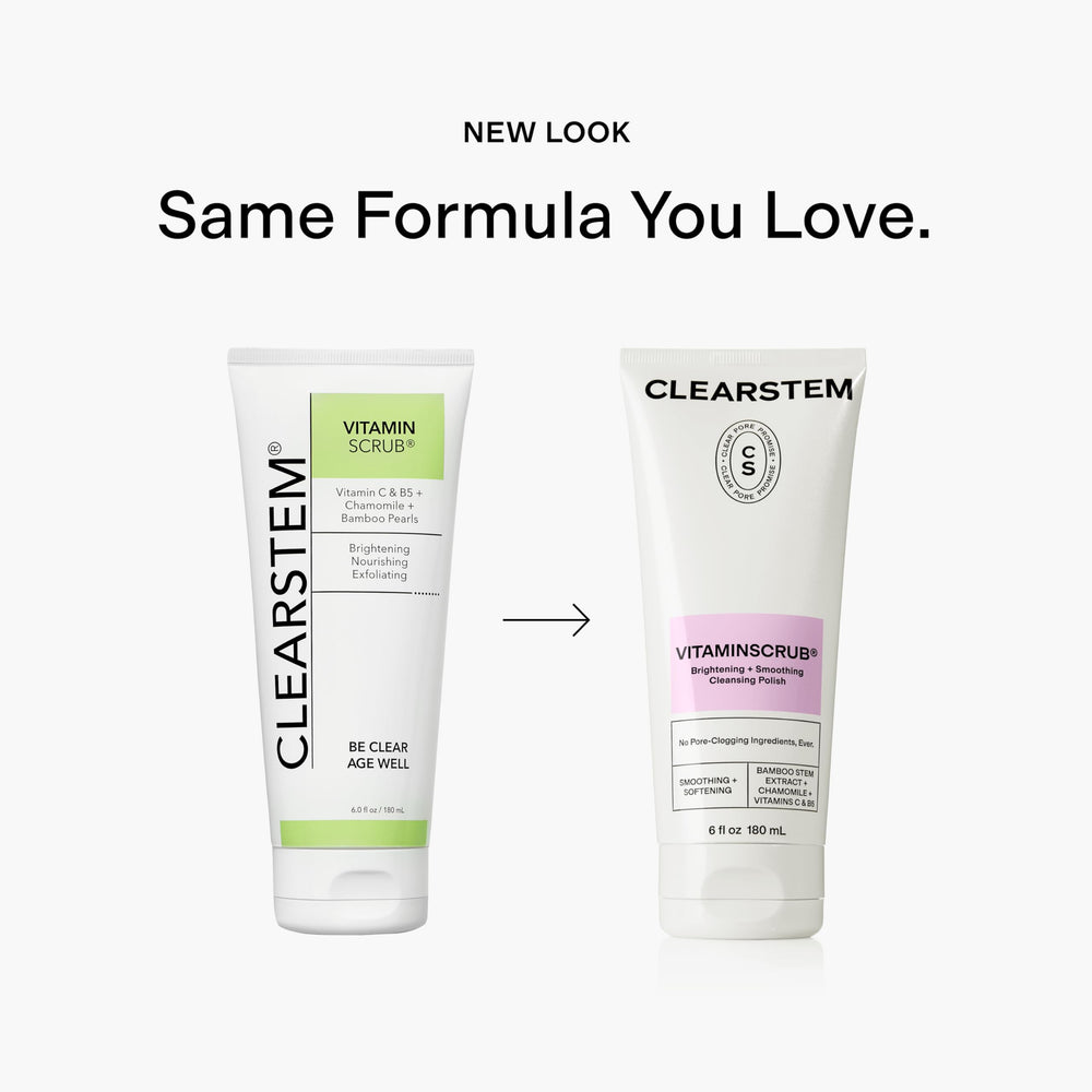 CLEARSTEM Vitaminscrub contiene vitamina C que ilumina y calma la piel.