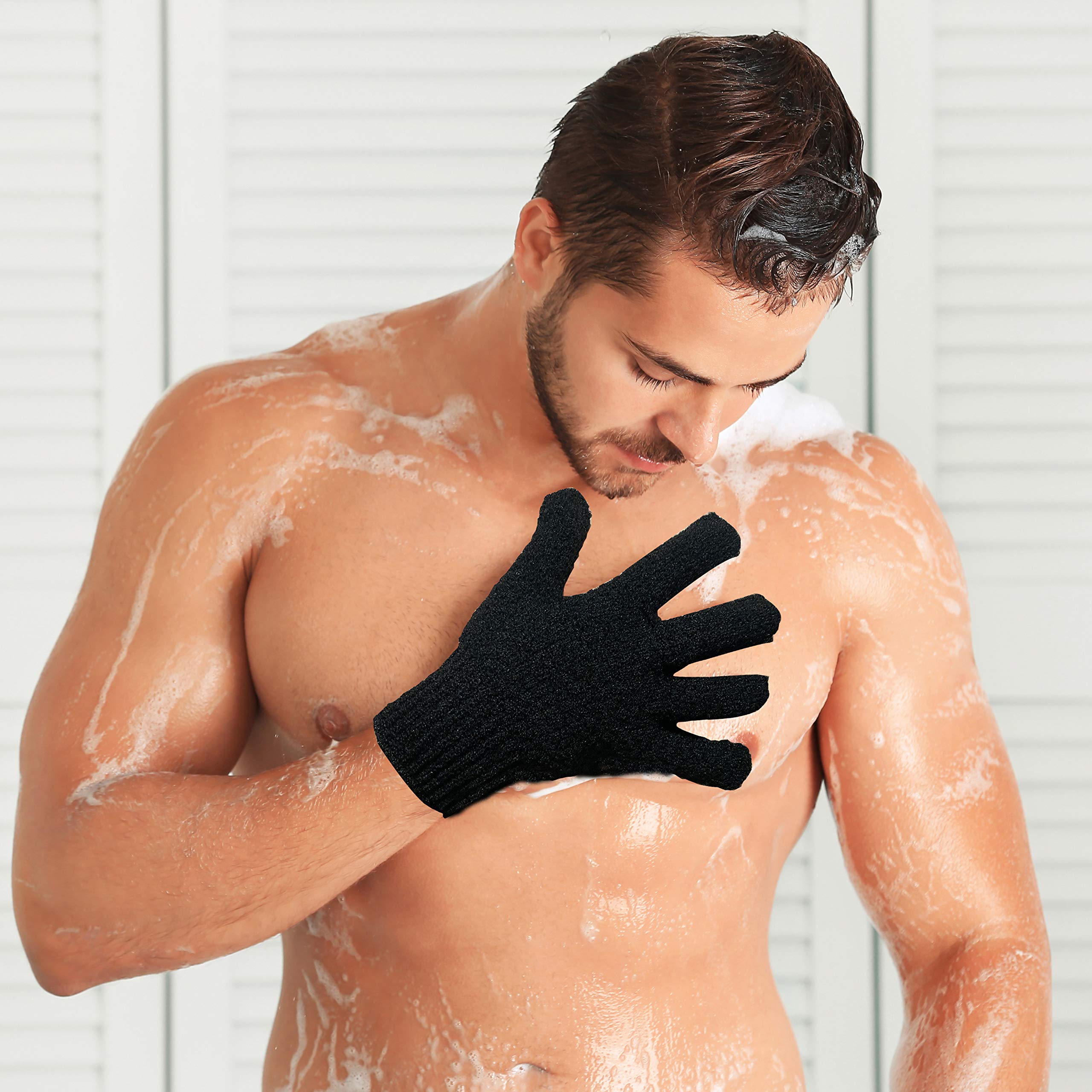 CLEEDY guantes exfoliantes de baño, fácil limpieza y secado rápido.