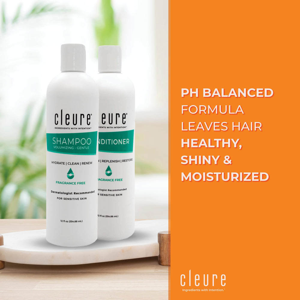 Cleure acondicionador sin fragancia para cuero cabelludo sensible y cabello hidratado.