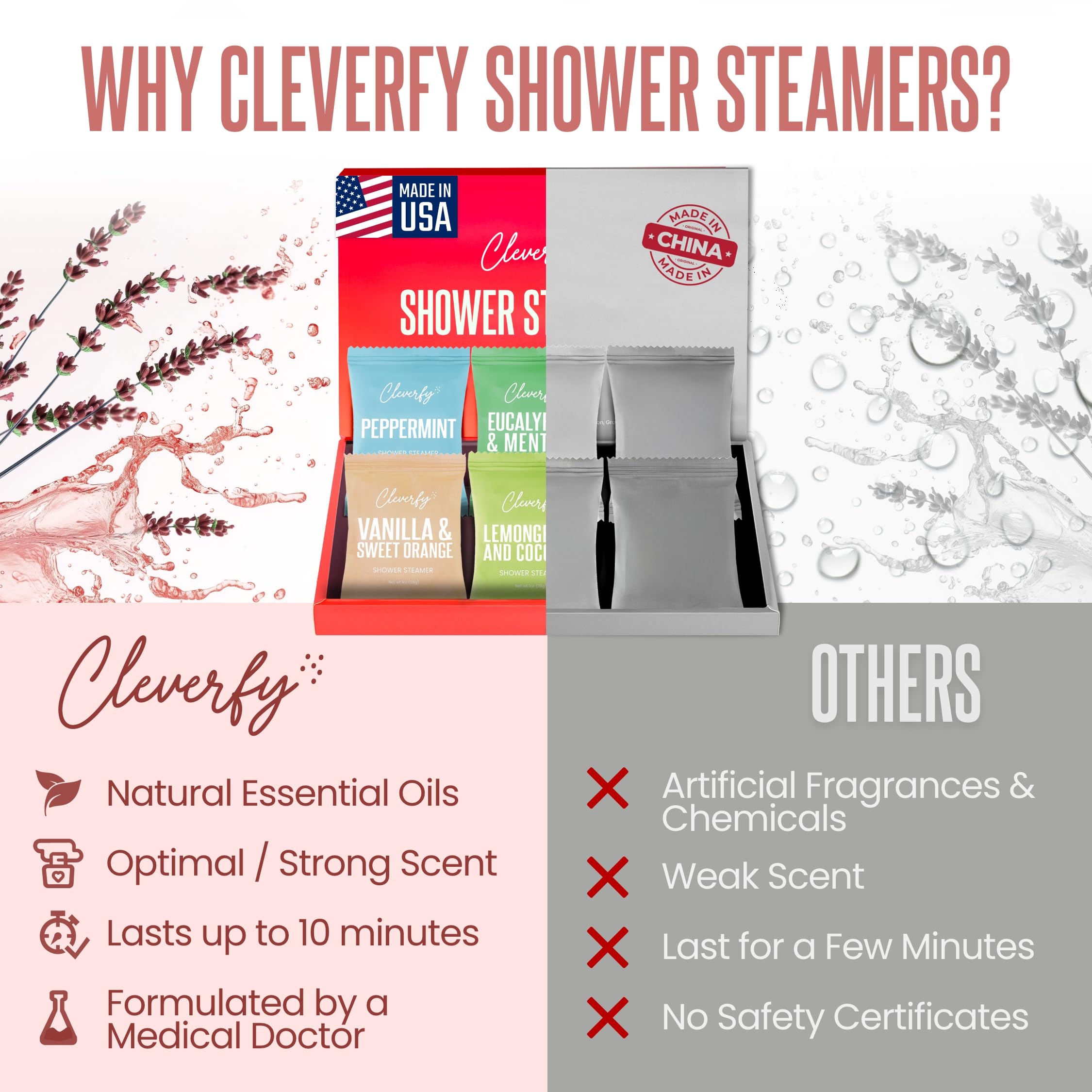 CLEVERFY shower steamer hierba-limon-coco: notas cítricas suaves para energizar la ducha diaria