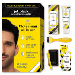 CLEVERMAN tinte pelo-barba negro azabache para cobertura natural